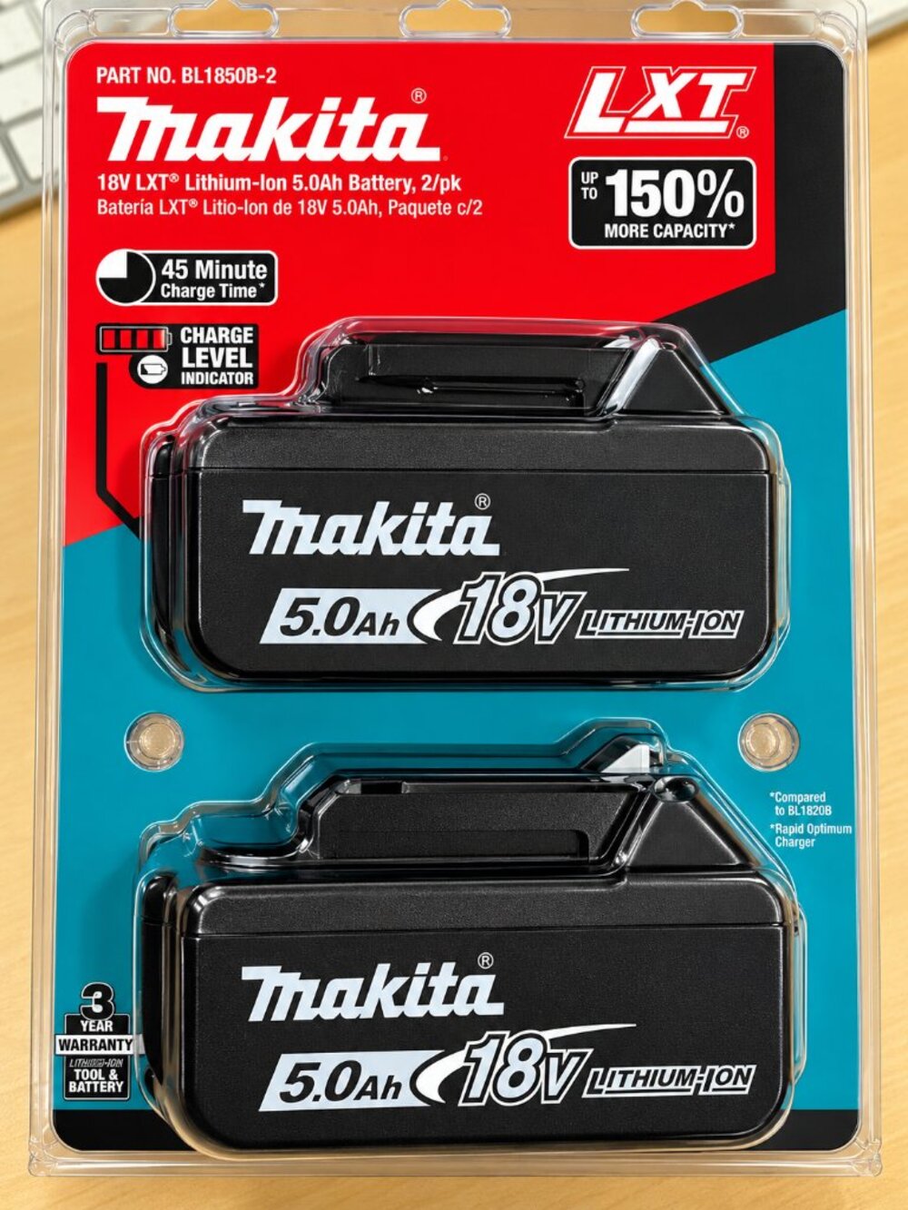 Two Makita BL1850B 18V LXT 5.0Ah Lithium-Ion Battery NEW SEALED